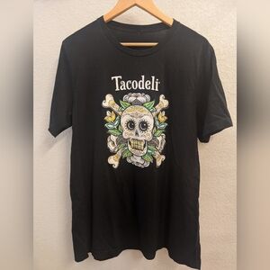 Tacodeli XL Black Calavera Short Sleeve T-Shirt with Colorful Details